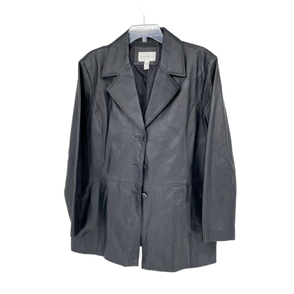 Worthington Black Genuine Leather Button Up - Size 1x